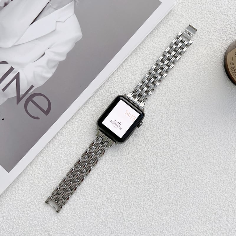 Apple Watch лента, цинкова сплав, щракваща закопчалка, съвместима със серия 1–8, 52,5 г, пусната през 2023 г.