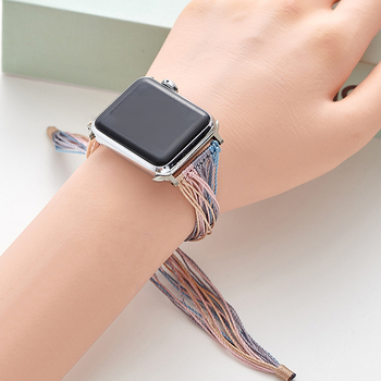 Apple Watch каишка от въже - тънка каишка за часовник, съвместима с Apple Watch, произход Yiwu, лято 2025 г. пускане, етно ретро стил