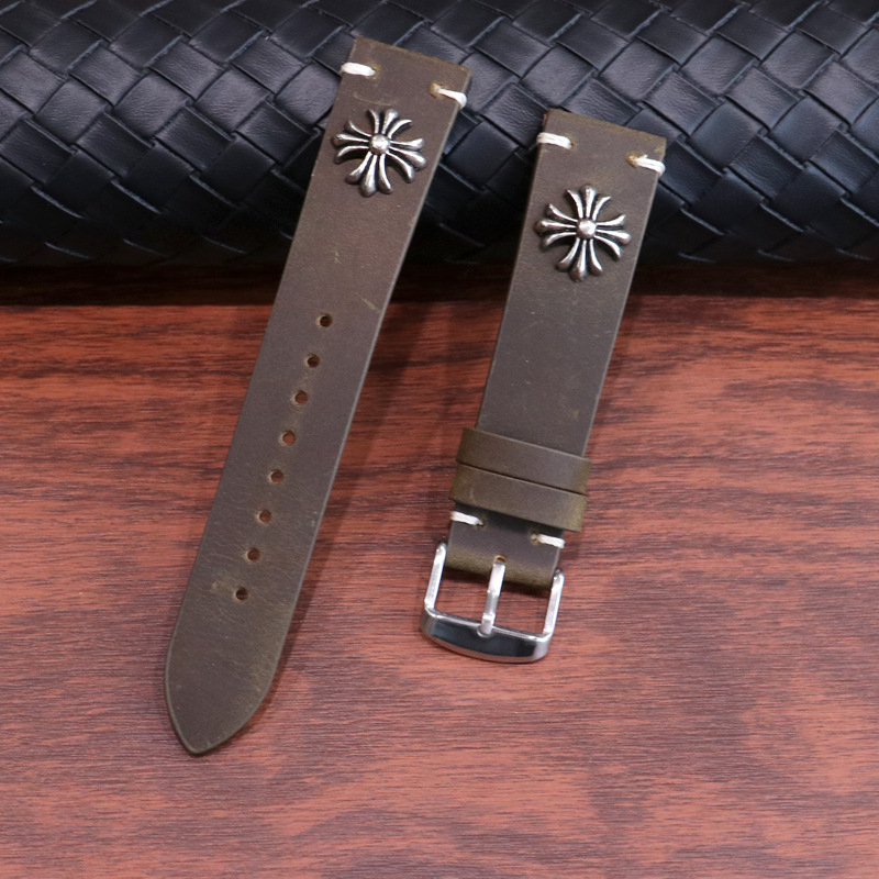 Vintage Crazy Horse kožený remienok pre Apple Watch – pravá koža, punk štýl, leto 2024