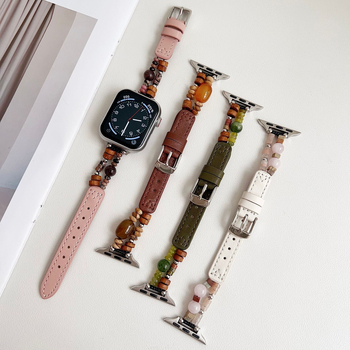 Kožna narukvica s perlama za Apple Watch