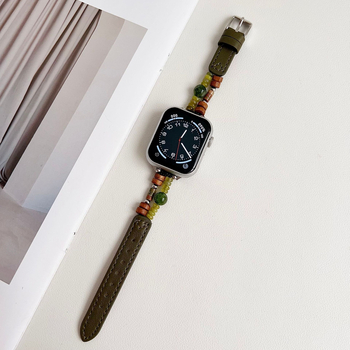 Kožna narukvica s perlama za Apple Watch