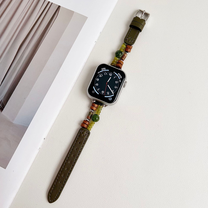 Kožna narukvica s perlama za Apple Watch