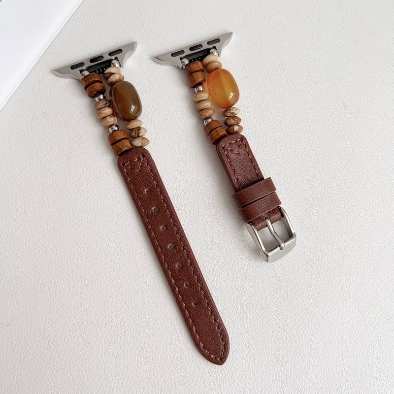 Kožna narukvica s perlama za Apple Watch