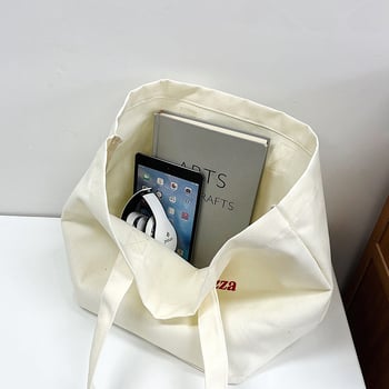 Vászon Tote táska, városi egyszerűség stílusa, vízszintes négyszögletes forma, cipzár, poliészter bélés