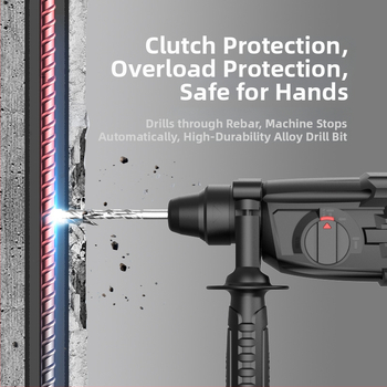 Hengpeng elektriskais sitējs urbjma – 220V, pievienots pie tīkla, 3 režīmi: sitējošs urbjums / taisais urbjums / kaltēšana