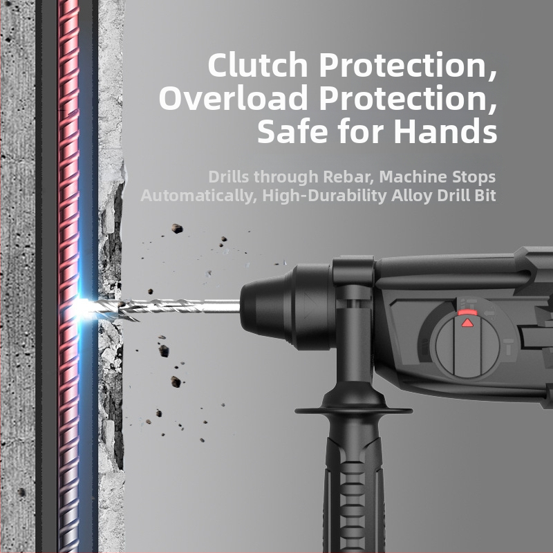 Hengpeng elektriskais sitējs urbjma – 220V, pievienots pie tīkla, 3 režīmi: sitējošs urbjums / taisais urbjums / kaltēšana