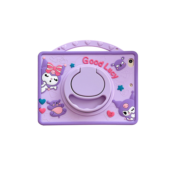 Kuromi szilikon védőtok iPadhez — teljes, karikatúra-stílusú kivitel; anyag: szilikon; forrópréses kivitel; kompatibilis az Apple iPad modellekkel