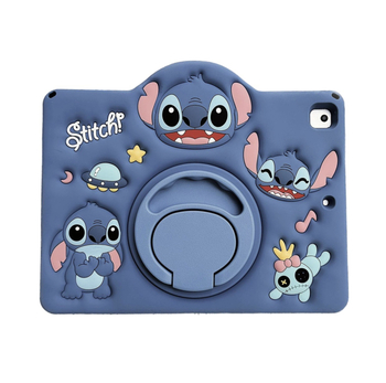 Защитен калъф за iPad 10 с въртяща се стойка, силиконов мек корпус, стил карикатура Stitch, антиизносване и антипадане, съвместим с устройства Apple