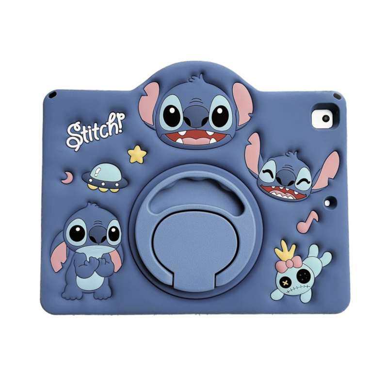 Защитен калъф за iPad 10 с въртяща се стойка, силиконов мек корпус, стил карикатура Stitch, антиизносване и антипадане, съвместим с устройства Apple