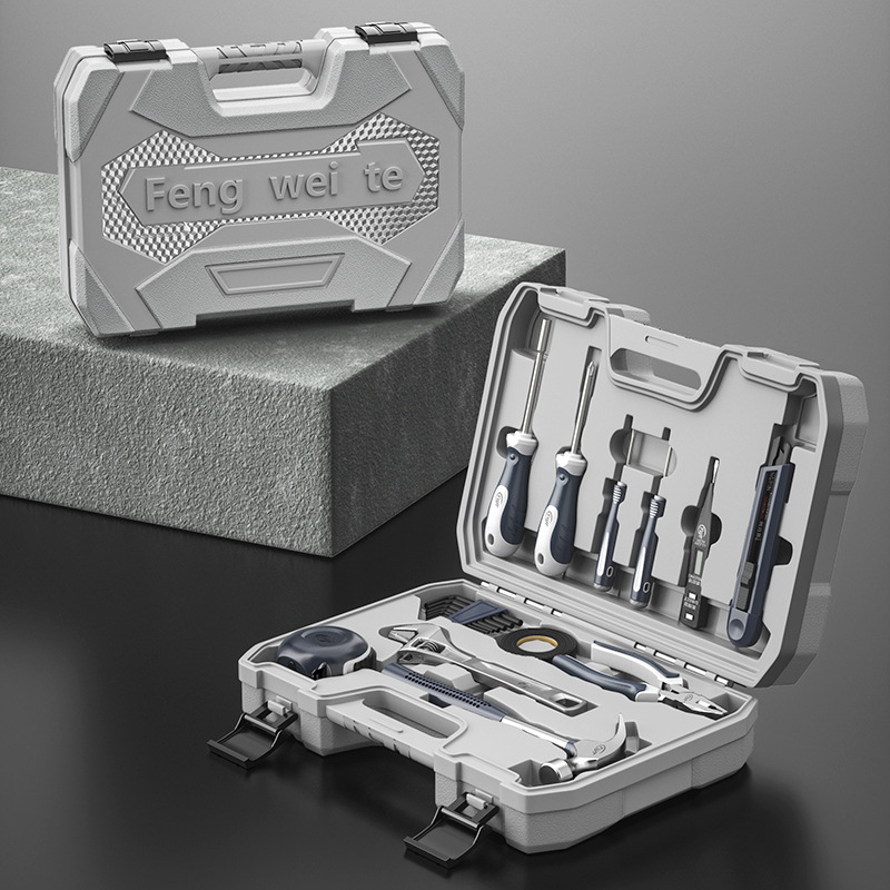 Fengwick 12 részes szerszámkészlet króm-vanádium acélból, kovácsolt, háztartási karbantartáshoz, többfunkciós szerszámos doboz