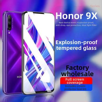 Protektor obrazovky z tvrdeného skla pre HONOR 9X/9X Pro s plným pokrytím, HD ostrosťou, proti otlačkom prstov a proti modrému svetlu