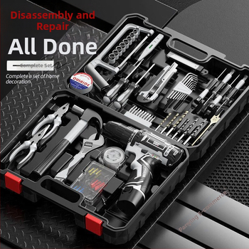Set de unelte pentru casă cu bormașină electrică, multifuncțional, cutie de scule, material cupru, 12V, unelte de demontare