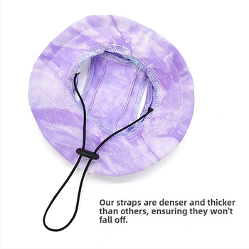 Pălărie pescărească pentru animale de companie cu urechi expuse – Monocrom, pânză, țesătură simplă, vopsire tie-dye, vară, pentru câini și pisici