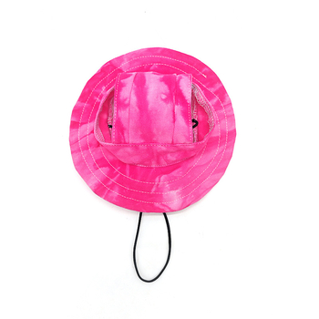 Pălărie pescărească pentru animale de companie cu urechi expuse – Monocrom, pânză, țesătură simplă, vopsire tie-dye, vară, pentru câini și pisici