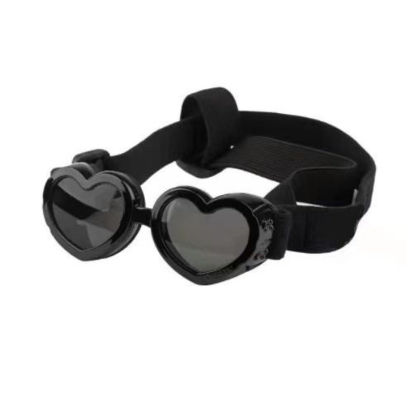 Guli guli háziállat szemüveg – szív alakú, szélálló UV védelem, műanyag keret, kutyáknak és macskáknak, minden szezonra
