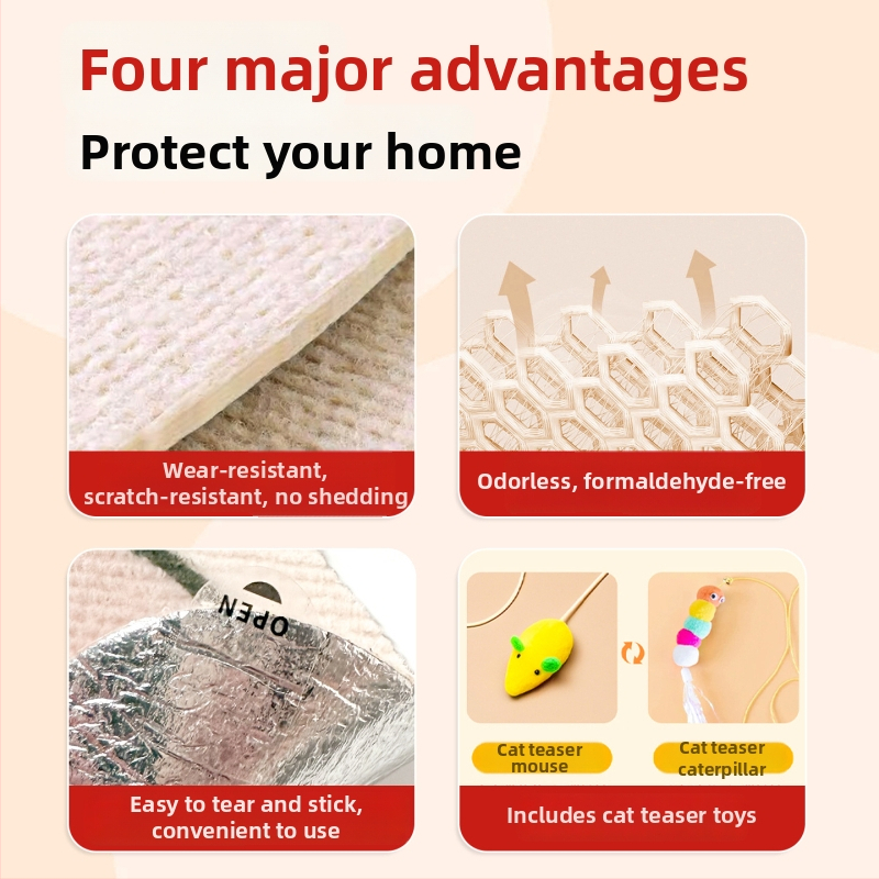 Дъска за драскане за котки Neurotic cat, фелт, карикатурен стил, стенен стикер