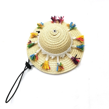 Pălărie de paie pentru animale de companie, model monocrom, țesătură simplă, potrivită pentru toate anotimpurile