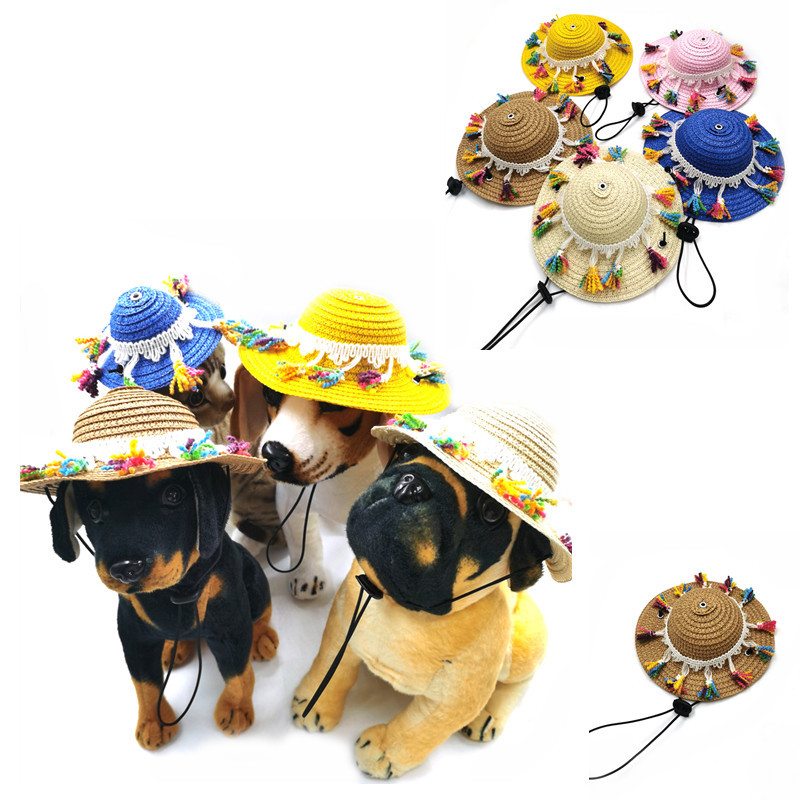 Pălărie de paie pentru animale de companie, model monocrom, țesătură simplă, potrivită pentru toate anotimpurile