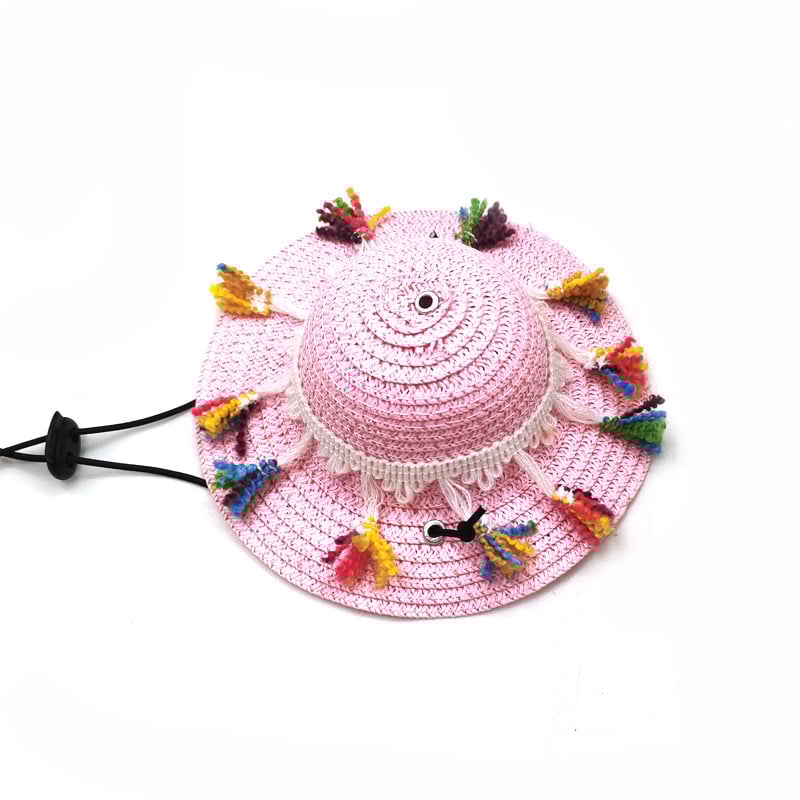 Pălărie de paie pentru animale de companie, model monocrom, țesătură simplă, potrivită pentru toate anotimpurile