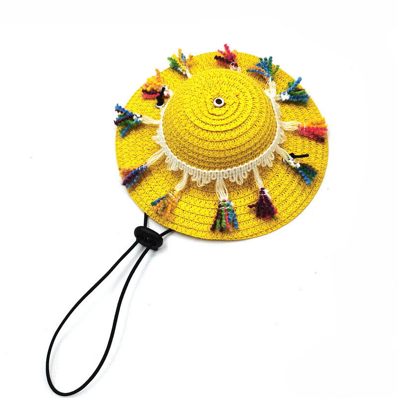 Pălărie de paie pentru animale de companie, model monocrom, țesătură simplă, potrivită pentru toate anotimpurile