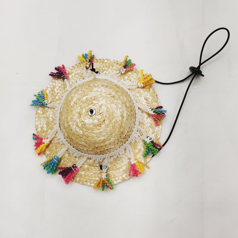 Pălărie de paie pentru animale de companie, model monocrom, țesătură simplă, potrivită pentru toate anotimpurile