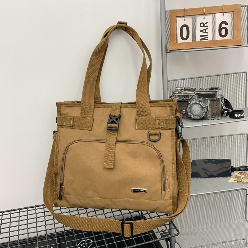 Egyrészes vállon átvetős laptop táska, vászon, japán stílusú városi egyszerűség, 15 hüvelykes laptophoz illeszkedik, 36–55 L kapacitás, légáteresztő, görbe vállpánt