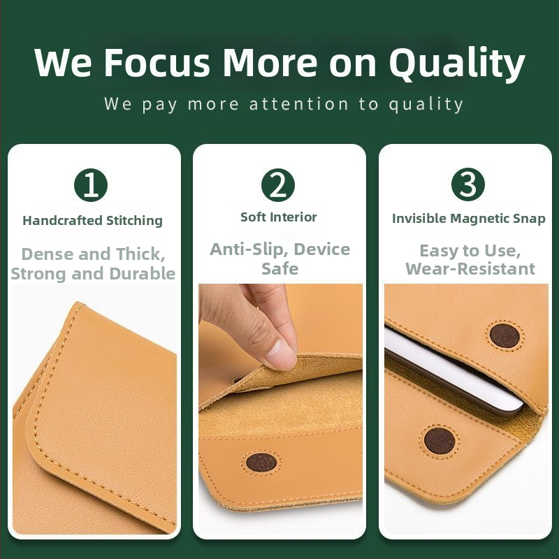 husă pentru laptop cu protecție antibacteriană, material poliester-pânză, căptușeală din piele naturală, stil proaspăt și dulce