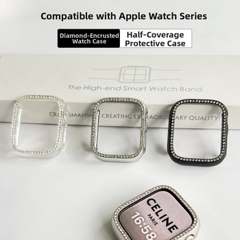 Apple Watch 9 suderinamas laikrodžio dėklas su deimantiniu rėmu, Ultra2 apsauginis dangtelis, tinka S10/S7/S5/S3.