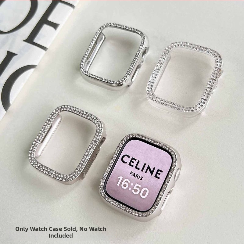 Apple Watch 9 suderinamas laikrodžio dėklas su deimantiniu rėmu, Ultra2 apsauginis dangtelis, tinka S10/S7/S5/S3.