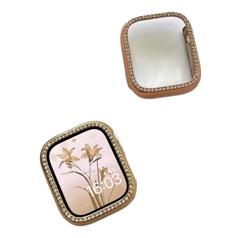 Apple Watch 9 suderinamas laikrodžio dėklas su deimantiniu rėmu, Ultra2 apsauginis dangtelis, tinka S10/S7/S5/S3.