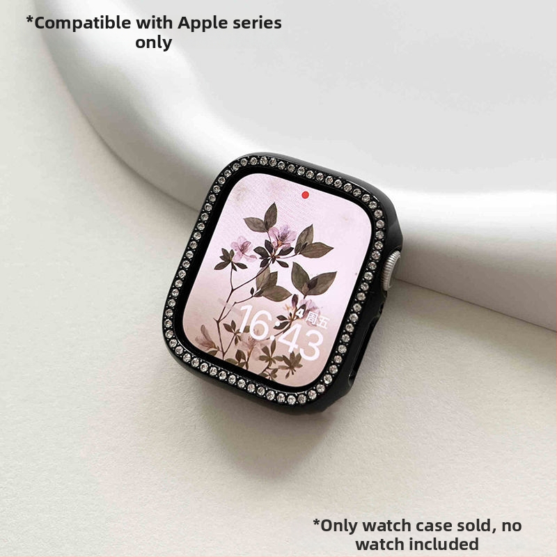 Apple Watch 9 suderinamas laikrodžio dėklas su deimantiniu rėmu, Ultra2 apsauginis dangtelis, tinka S10/S7/S5/S3.