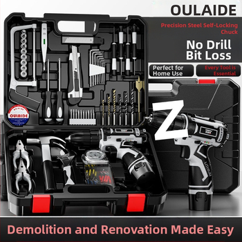 Akkumulátoros fúrókészlet lítium akkumulátorral és elektromos csavarhúzóval műanyag szerszámosládában