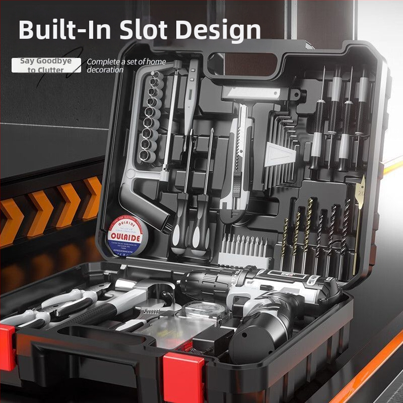 Akkumulátoros fúrókészlet lítium akkumulátorral és elektromos csavarhúzóval műanyag szerszámosládában