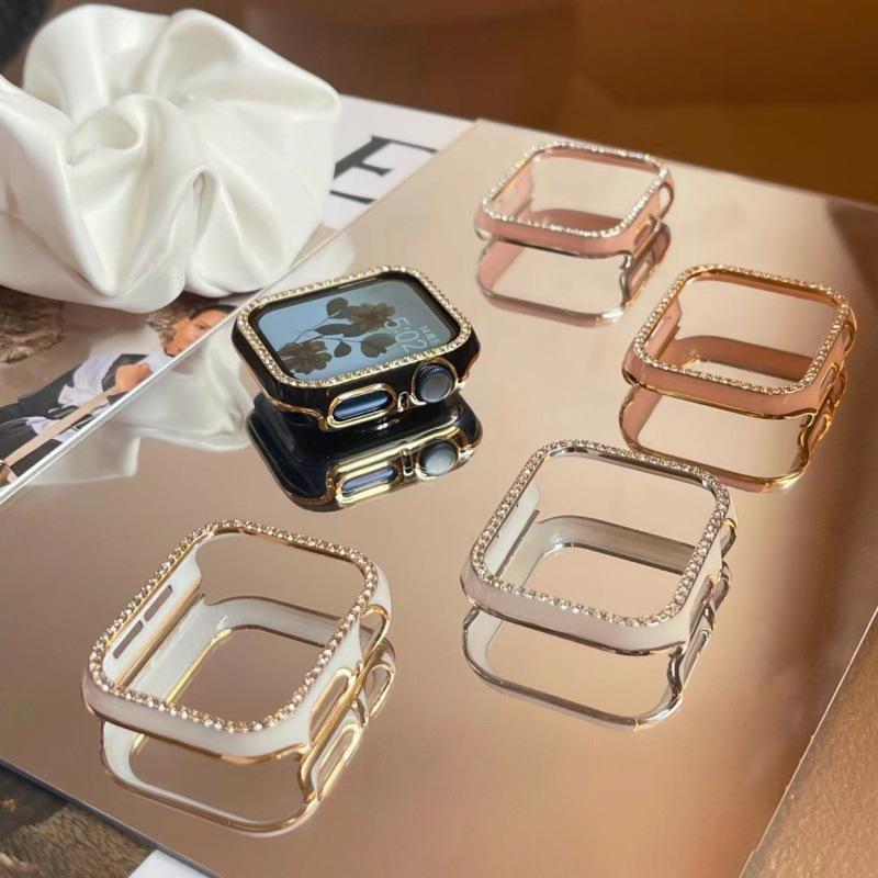 Carcasă de protecție Apple Watch SE — senzație porțelan, carcasă diamant, design decupat, material PC