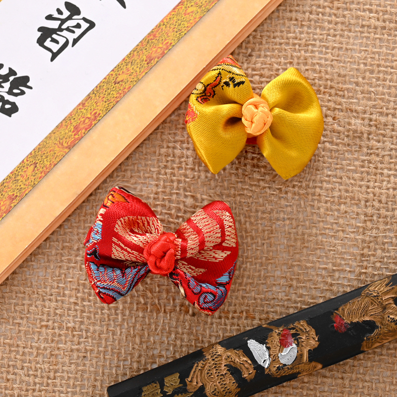 Лента за коса за домашни любимци от сатен - дизайн Теди Беър, китайски стил, за котки и кучета, универсална