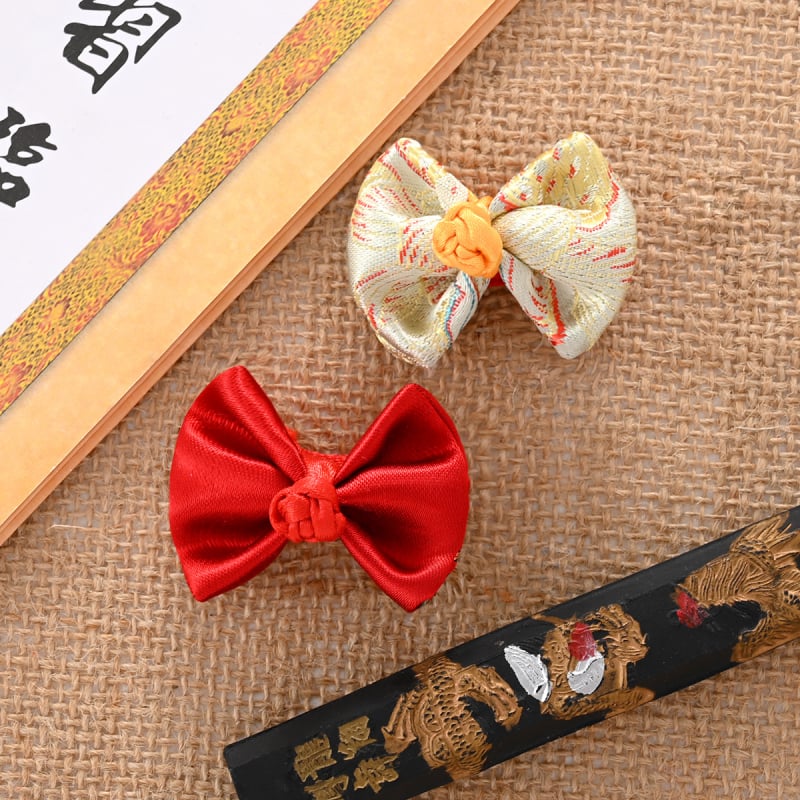 Лента за коса за домашни любимци от сатен - дизайн Теди Беър, китайски стил, за котки и кучета, универсална