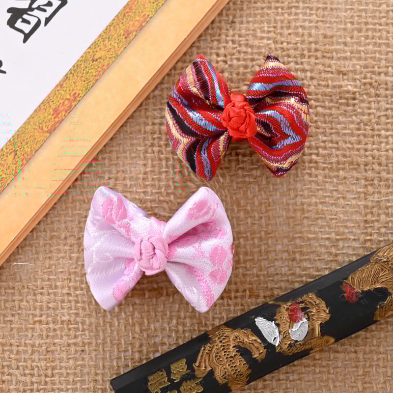 Лента за коса за домашни любимци от сатен - дизайн Теди Беър, китайски стил, за котки и кучета, универсална