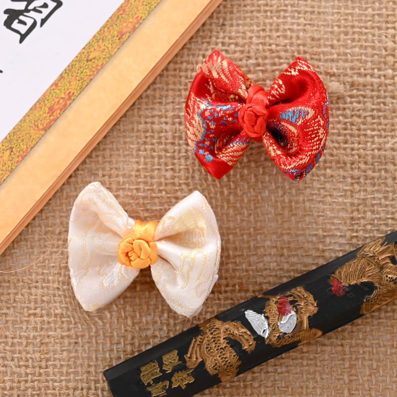 Лента за коса за домашни любимци от сатен - дизайн Теди Беър, китайски стил, за котки и кучета, универсална