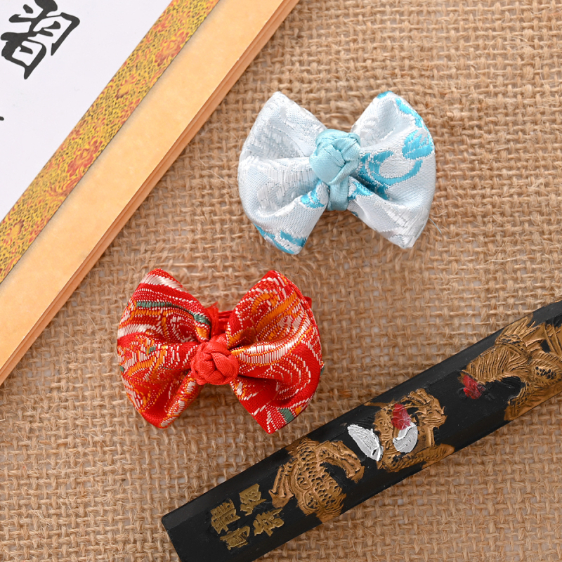 Лента за коса за домашни любимци от сатен - дизайн Теди Беър, китайски стил, за котки и кучета, универсална