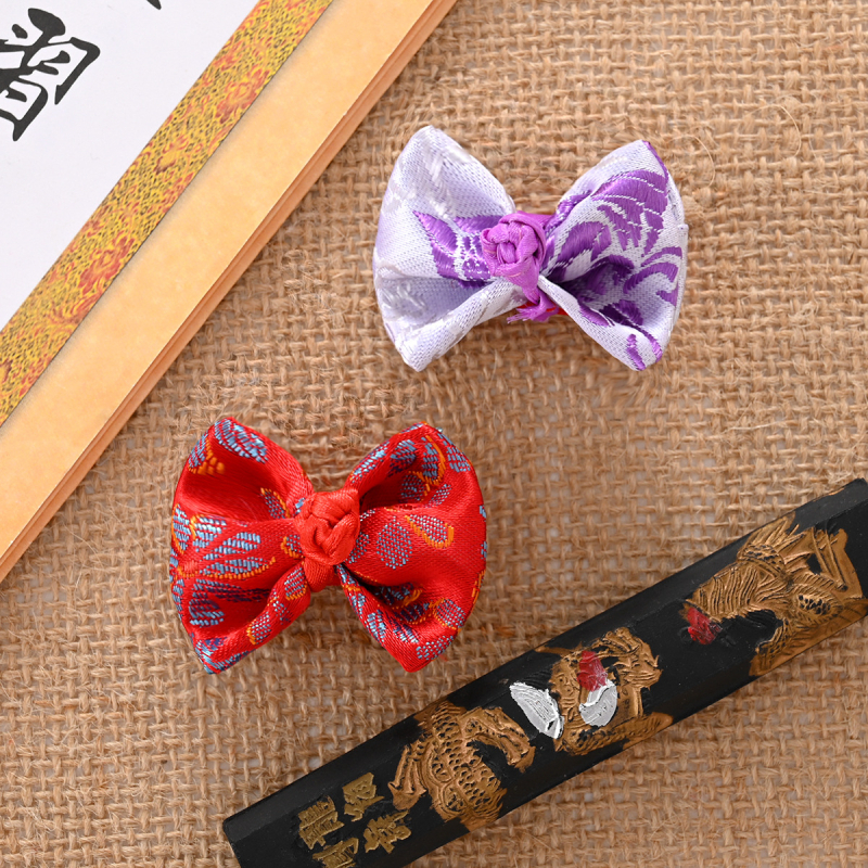 Лента за коса за домашни любимци от сатен - дизайн Теди Беър, китайски стил, за котки и кучета, универсална