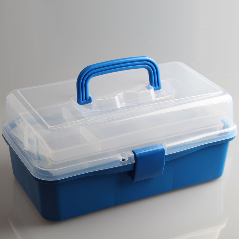 Háromrétegű összecsukható, átlátszó műanyag szerszámtartó doboz, művészethez, tároláshoz és manikűrhöz