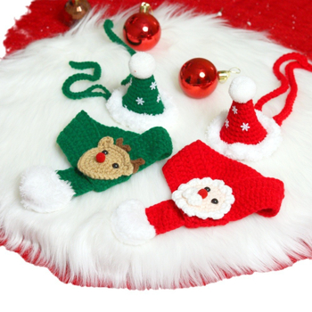 Set de Crăciun pentru animale de companie: eșarfă și pălărie pentru pisici și câini, lână, potrivire universală, fără import, fără licență IP