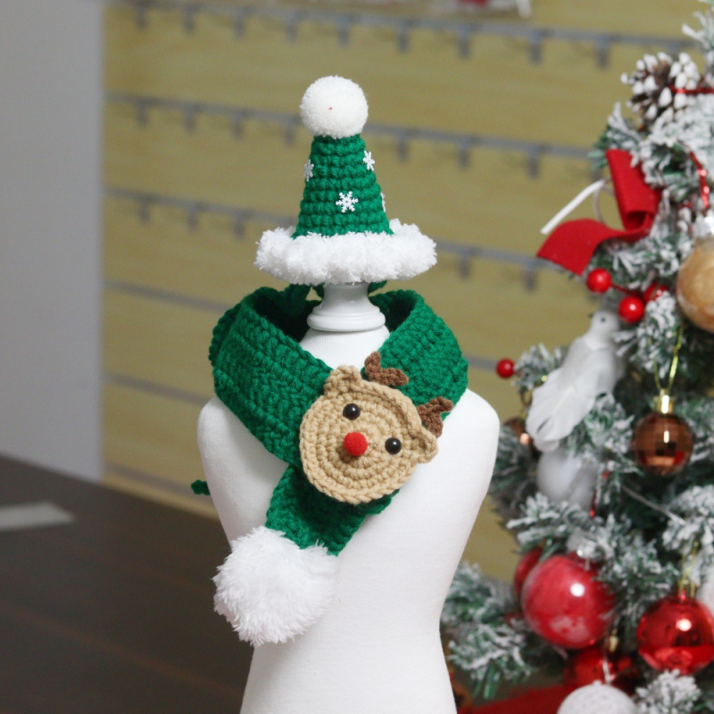 Set de Crăciun pentru animale de companie: eșarfă și pălărie pentru pisici și câini, lână, potrivire universală, fără import, fără licență IP