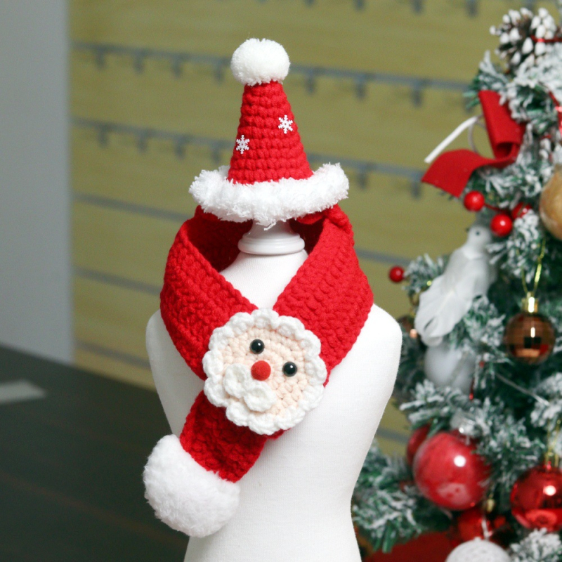 Set de Crăciun pentru animale de companie: eșarfă și pălărie pentru pisici și câini, lână, potrivire universală, fără import, fără licență IP