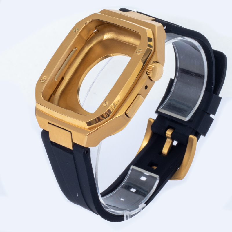 Integrovaný silikónový remienok pre Apple Watch, kompatibilný s kovovým ochranným krytom, kompatibilný so sériou 8/7/SE, kovová konštrukcia