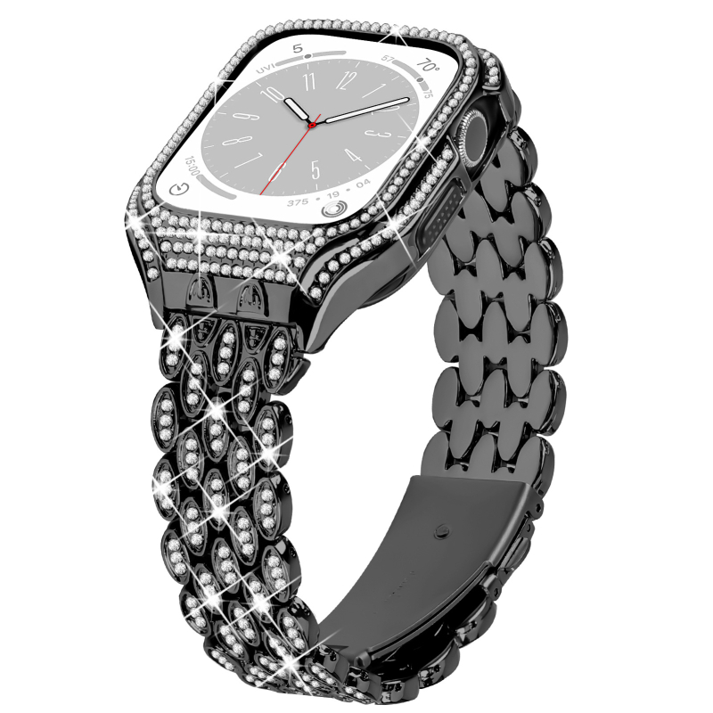 Metalna narukvica za Apple Watch s dijamantnom ugradnjom, težina 20 g, sklopiva kopča, moderan stil