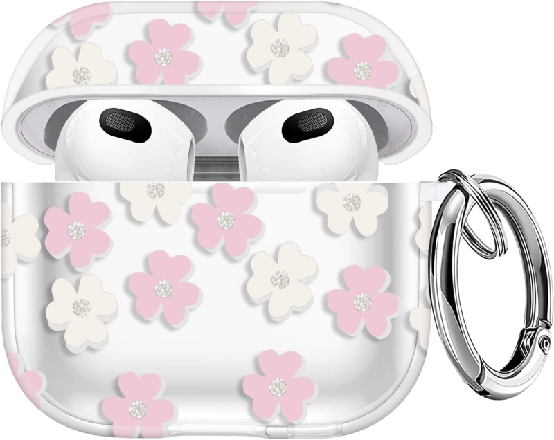 Prozirno zaštitno kućište sa šljokicama cvjetovima za AirPods Pro 2 – visoka prozirnost, otpornost na padove, kućište za 4. generaciju slušalica