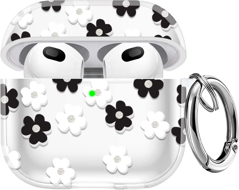 Prozirno zaštitno kućište sa šljokicama cvjetovima za AirPods Pro 2 – visoka prozirnost, otpornost na padove, kućište za 4. generaciju slušalica