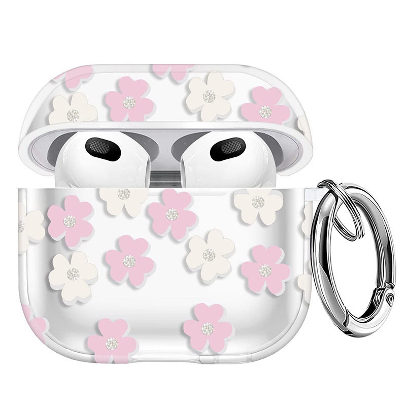 Prozirno zaštitno kućište sa šljokicama cvjetovima za AirPods Pro 2 – visoka prozirnost, otpornost na padove, kućište za 4. generaciju slušalica