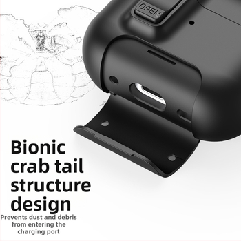 Ochranný kryt pre AirPods Pro 3 a Pro 2 s pop-up oknom; TPU+PC škrupina s hliníkovou sponou; prenosný mäkký obal
